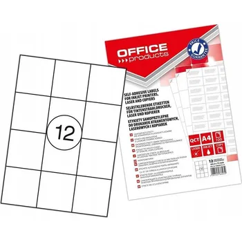 Samolepící etiketa Štítky OFFICE PRODUCTS 63,5x72mm bílé, 100 archů