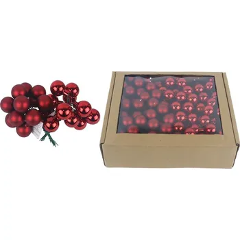 Vánoce Skleněné baňky na drátku červené, pr. 2,5cm, S0571-34/BOX 144 ks