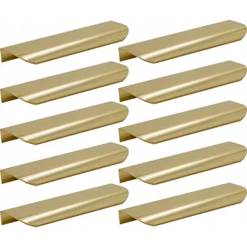 Nábytkové kování 10 x Nábytková úchytka hranová 130 mm zlatá zaoblená úchytka na skříňku