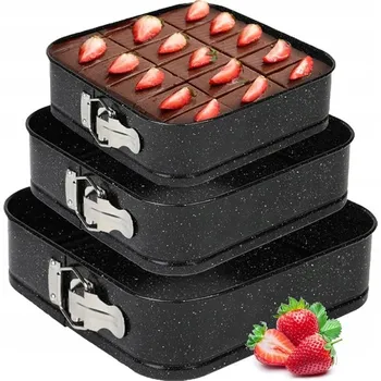 Forma na pečení SADA 3x FORMA NA DORT ČTVERCOVÁ FORMA NA PEČENÍ 24/26/28 CM