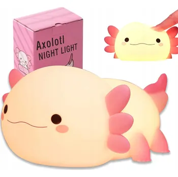Lampička NOČNÍ LAMPA PRO DĚTI LED SILIKONOVÁ MĚKKÁ DOTYKOVÁ axolotl