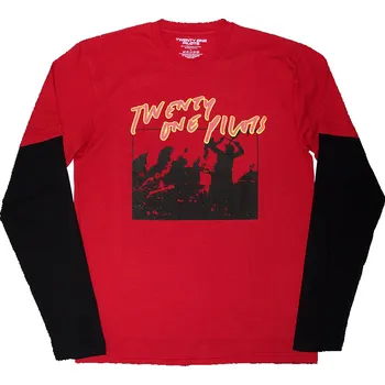 Pánská móda Twenty One Pilots tričko dlouhý rukáv, Live Scribble Red &amp; Black, pánské L