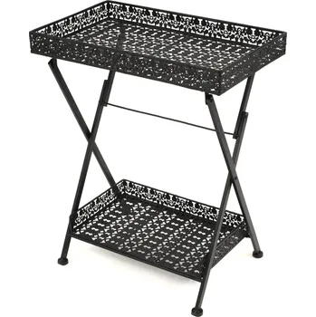 Konferenční stolek zahrada-XL Skládací čajový stolek ve vintage stylu kovový 58x35x72cm černý 245941