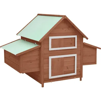 zahrada-XL Kurník moka a bílý 150 x 96 x 110 cm masivní jedlové dřevo 171461