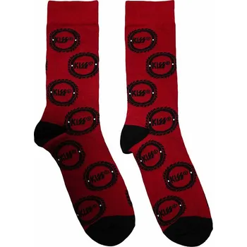 Pánské ponožky KISS ponožky, Buzzsaw Logo Pattern Red, unisex - velikost 6 až 11 (39 - 45)
