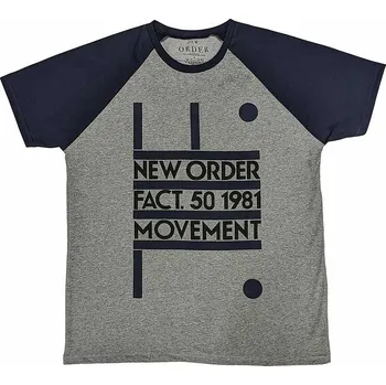 Pánská móda New Order tričko, Movement Raglan Grey &amp; Navy Blue, pánské XXL