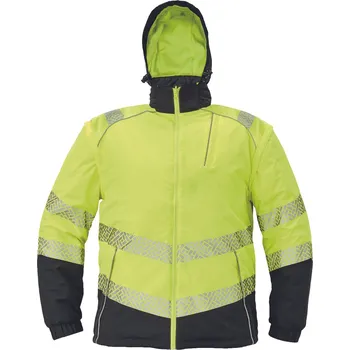 pracovní bunda CERVA KNOXFIELD PROFI HV / Oboustranná zateplená HI-VIS bunda 4v1 s odepínacími rukávy a kapucí XL