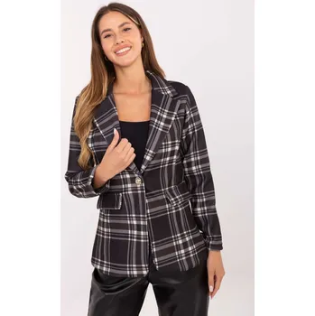 Dámské sako Černé kostkované sako s podšívkou MI-