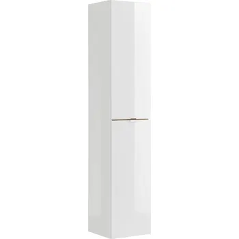 Šatní skříň Vysoká koupelnová skříňka 170 cm bílý lesk/dub Craft zlatý MDF