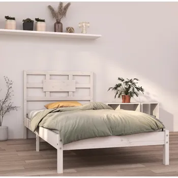 Postel vidaXL Rám postele masivní borovice 90 x 190 cm Single [3105634] Barva: Bílá