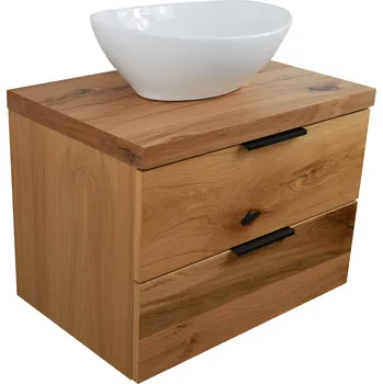 Koupelnový nábytek KOUPELNOVÁ SKŘÍŇKA POD UMYVADLO S DESKOU DUB RUSTIKÁLNÍ | 60 CM | LAK