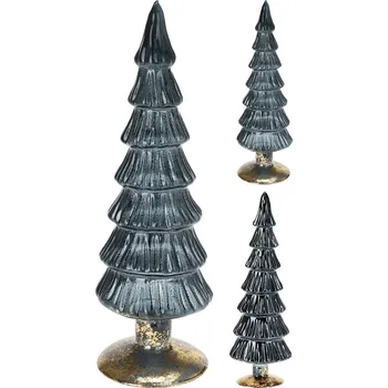 Vánoční dekorace Skleněný vánoční stromek 25 cm, tmavě modrý (2 barvy)