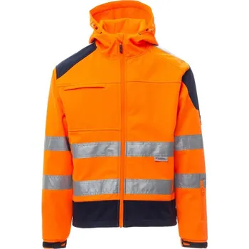 pracovní bunda PAYPER SHINE 2.0 FLUO S00235-0090 / Reflexní softshellová bunda s kapucí - oranžová/navy blue M