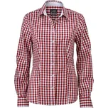 DAIBER JN 616 / Dámská popelínová kostkovaná košile s dlouhým rukávem - bordeaux/white L