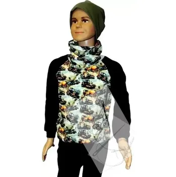 Dívčí mikina Mikina s nákrčníkem bagry 122/128