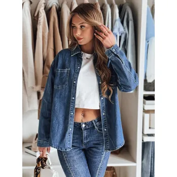 Dámská košile Dámská džínová košile oversize OVERLLO Dstreet DY0454 Barva: Modrá - světle, Velikost: XXL