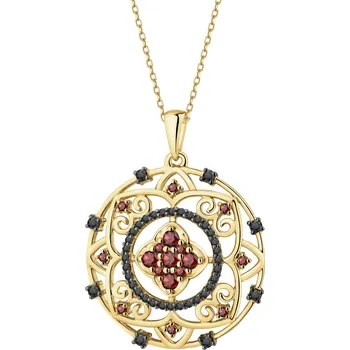 Přívěsek Zlatý přívěsek s černými brilianty a ozdobnými kameny - rozeta - ryzost 585 - 189.404