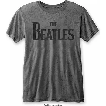 Pánské tričko The Beatles tričko, Drop T Logo Burnout Charcoal Grey, pánské M