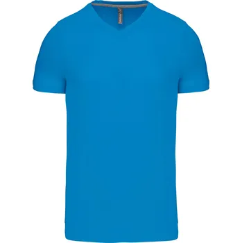 Pánské tričko KARIBAN VINTAGE V-NECK K357 / Pánské tričko s krátkým rukávem - tropical blue S