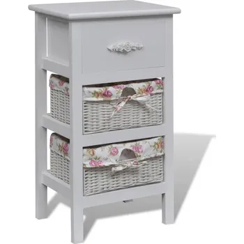 Šatní skříň zahrada-XL Skříňka s 1 zásuvkou a 2 košíky bílá dřevo pavlovnie 241542