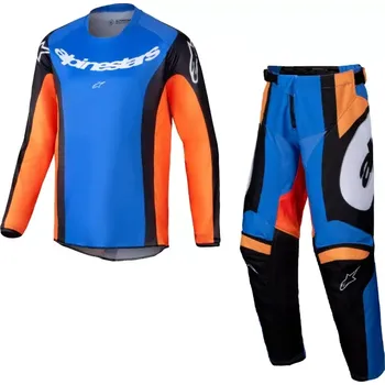 Moto dres a Dětský motokrosový komplet kalhot a dresu ALPINESTARS RACER MELT barva oranžová/modrá velikost 24+M