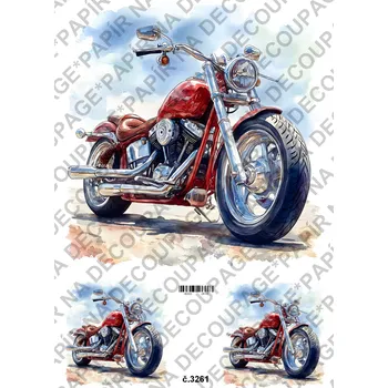 Umělecký papír Rýžový a soft papír na decoupage - Motorka - KB3261 Materiál: Rýžový papír, Rozměr: A4