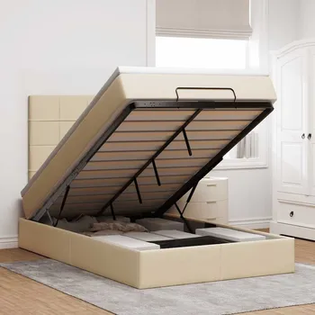 Postel vidaXL Osmanský rám postele s matrací 120x190cm textil [3313991] Barva: krémová