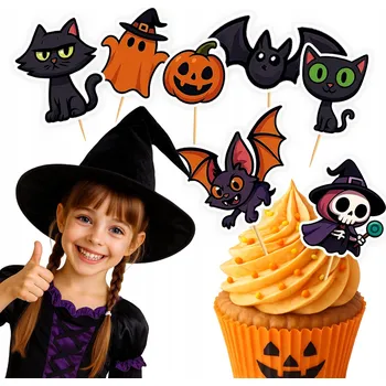 Obraz TOPPER ZÁPICHY DO DORTU OZDOBNÉ HALLOWEEN DÝNĚ VĚDOMÍ POSTAVY HALOŁIN 7ks