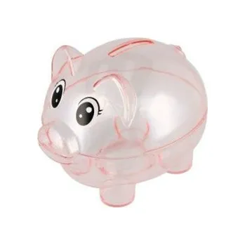 Pokladnička Průhledná plastová pokladnička prasátko růžové, 11x9cm