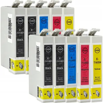 10x ZVĚTŠENÁ NÁPLŇ XL T0714 PRO EPSON S21 D78 D92 DX7450 SX100 SX115 SX210 SX215 SX218