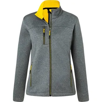 DAIBER JN 1147 / Dámská 2-vrstvá melanžová softshellová bunda - dark melange/yellow XL