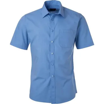 Pánská košile DAIBER JN 680 / Pánská popelínová košile s krátkým rukávem - aqua L