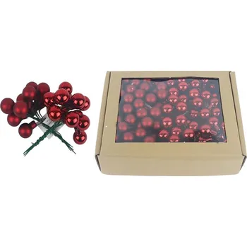 Vánoce Skleněné baňky na drátku červené, pr. 2cm, S0570-34/BOX 144 ks