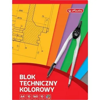 Barevný technický blok A4, 10 listů, Herlitz, 160 g/m²