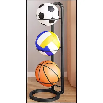 Věšák Kovový stojan na míče 3 úrovně černý