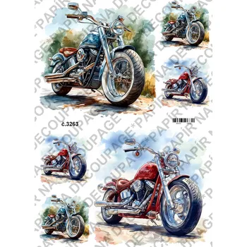 Umělecký papír Rýžový a soft papír na decoupage - Motorka - KB3263 Materiál: Soft, Rozměr: A4