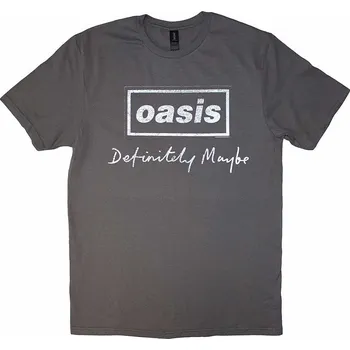 Pánská móda Oasis tričko, Definitely Maybe Distressed Text Logo Charcoal Grey, pánské L