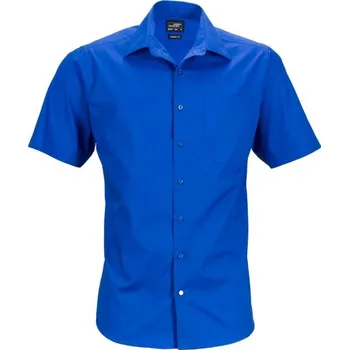 Pánská košile DAIBER JN 644 / Pánská popelínová business košile s krátkým rukávem - royal M