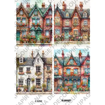 Umělecký papír Rýžový a soft papír na decoupage - Domy, ulice - KB3292 Materiál: Soft, Rozměr: A4