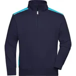 DAIBER JN 868 / Pánská pracovní mikina s 1/2 zipem - navy/turquoise 5XL