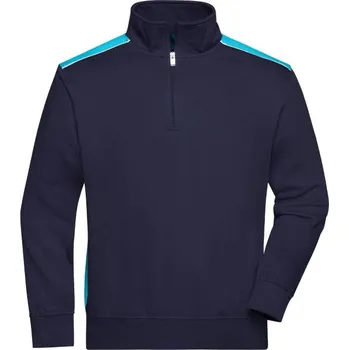 Pánská mikina DAIBER JN 868 / Pánská pracovní mikina s 1/2 zipem - navy/turquoise 5XL