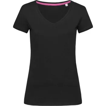 Dámské tričko STEDMAN V-NECK MEGAN / Dámské tričko s výstřihem do V - black opal L