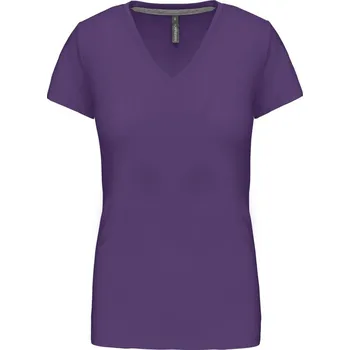 Dámské oblečení KARIBAN VINTAGE V-NECK K381 / Dámské tričko s krátkým rukávem - purple XL