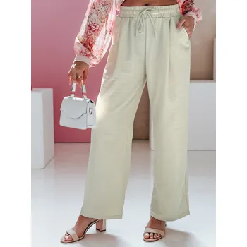 Dámské kalhoty Dámské široké kalhoty wide leg MILLIVIO Dstreet UY2659 Barva: Zelená, Velikost: L