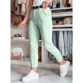 Dámské kalhoty Dámské kalhoty slim fit s páskem TAIRONIK Dstreet UY2538 Barva: Zelená - světle, Velikost: XL