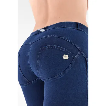 Dámské kalhoty Freddy kalhoty WR.UP ® v džínově modré, modrý šev, normální pas, superskinny střih, denim žerzej Možnosti velikostí: L