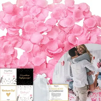 Obraz OKVĚTNÍ LÍSTKY RŮŽÍ JAKO DÁREK, NA SVATBA, VALENTÝNA, UMĚLÉ KONFETY PREMIUM KailaArt