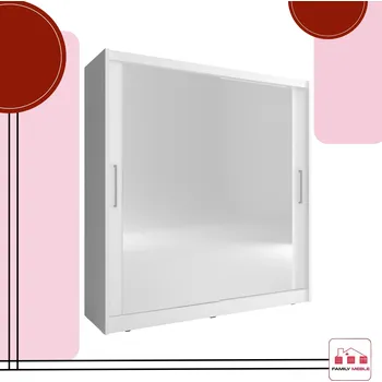 Šatní skříň Skříň Family Meble RITA VI 180CM 180 x 200 x 62 cm bílá skříň se zrcadlem
