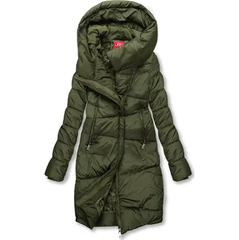 Khaki prošívaná zimní bunda s vysokým límcem