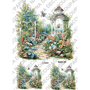 Umělecký papír Rýžový a soft papír na decoupage - Zahrádka - KB01685 Materiál: Soft, Rozměr: A4